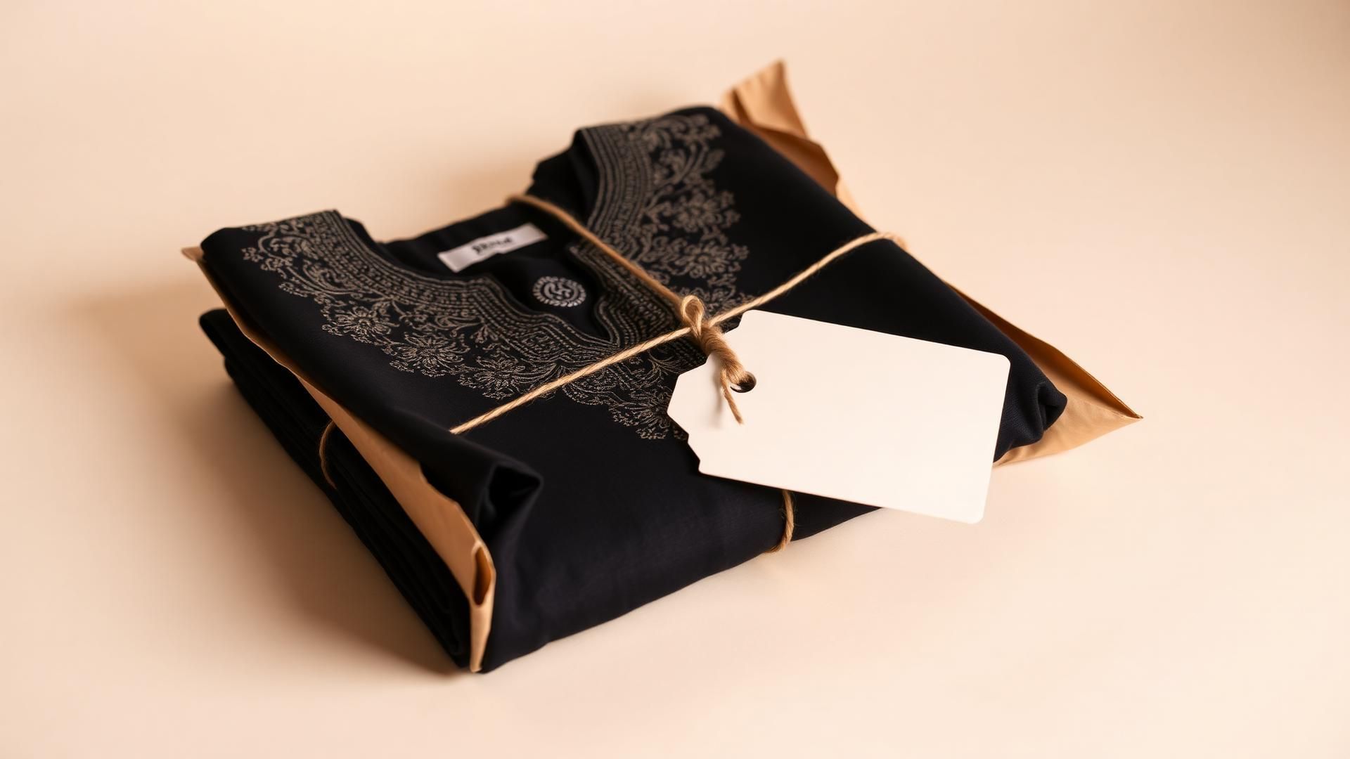 Stitched Pakistani ladies suit folded and wrapped ready for delivery