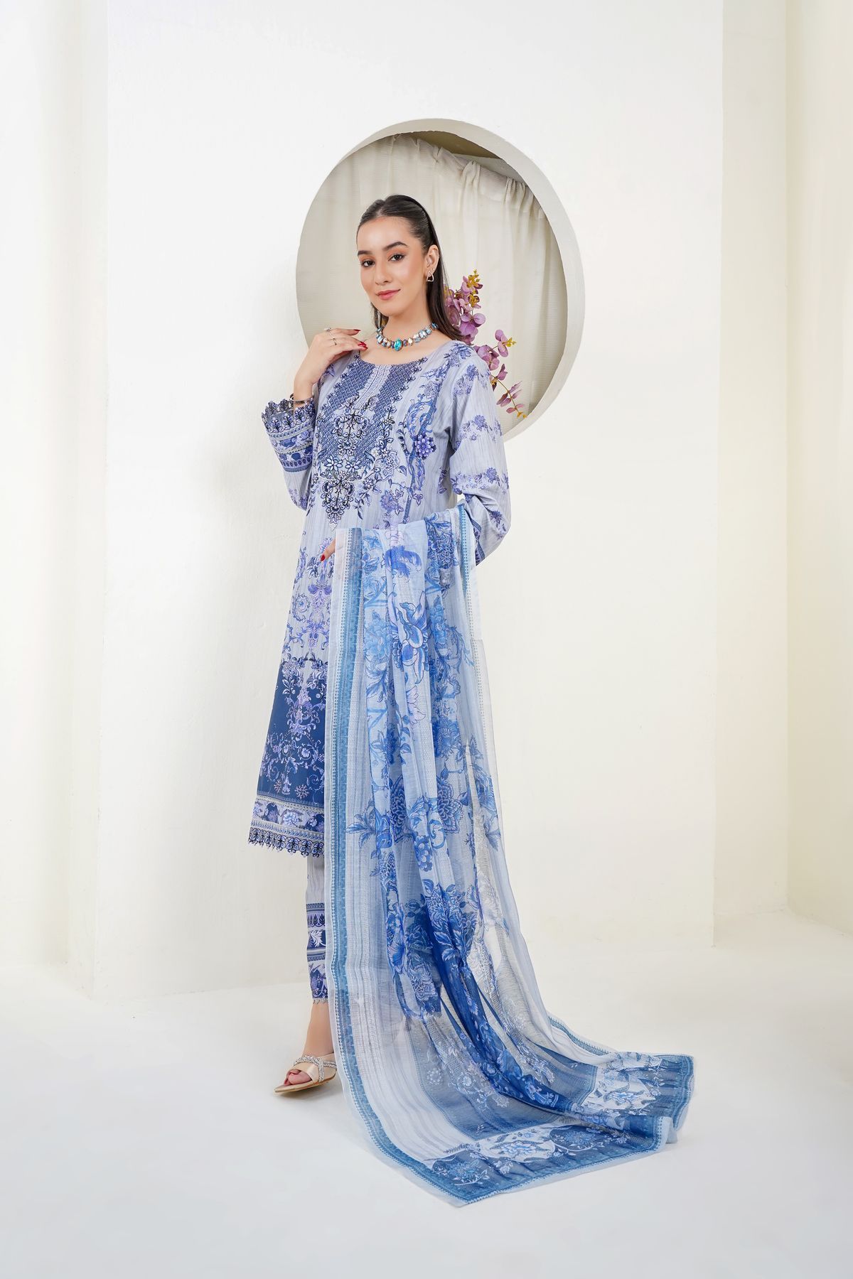 Printed lawn Pakistani ladies suit stitched for everyday wear